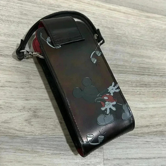 Vintage Mickey Mouse Disney Parks Store Leather Cell Phone Pouch Case Holder - Picture 2 of 11
